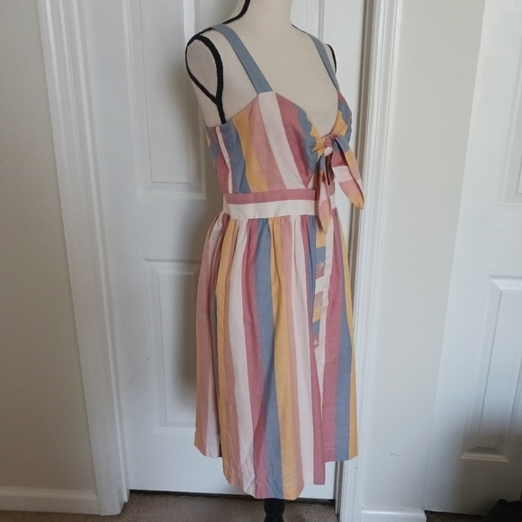 Madewell Tie Front Cutout Dress in Sherbet Stripes - Picture 5 of 14